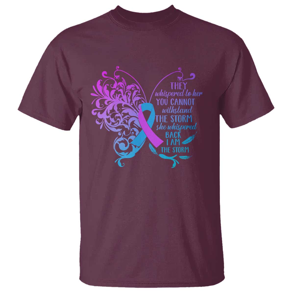 Suicide Prevention Support T Shirt She Whispered Back I Am The Storm Warrior