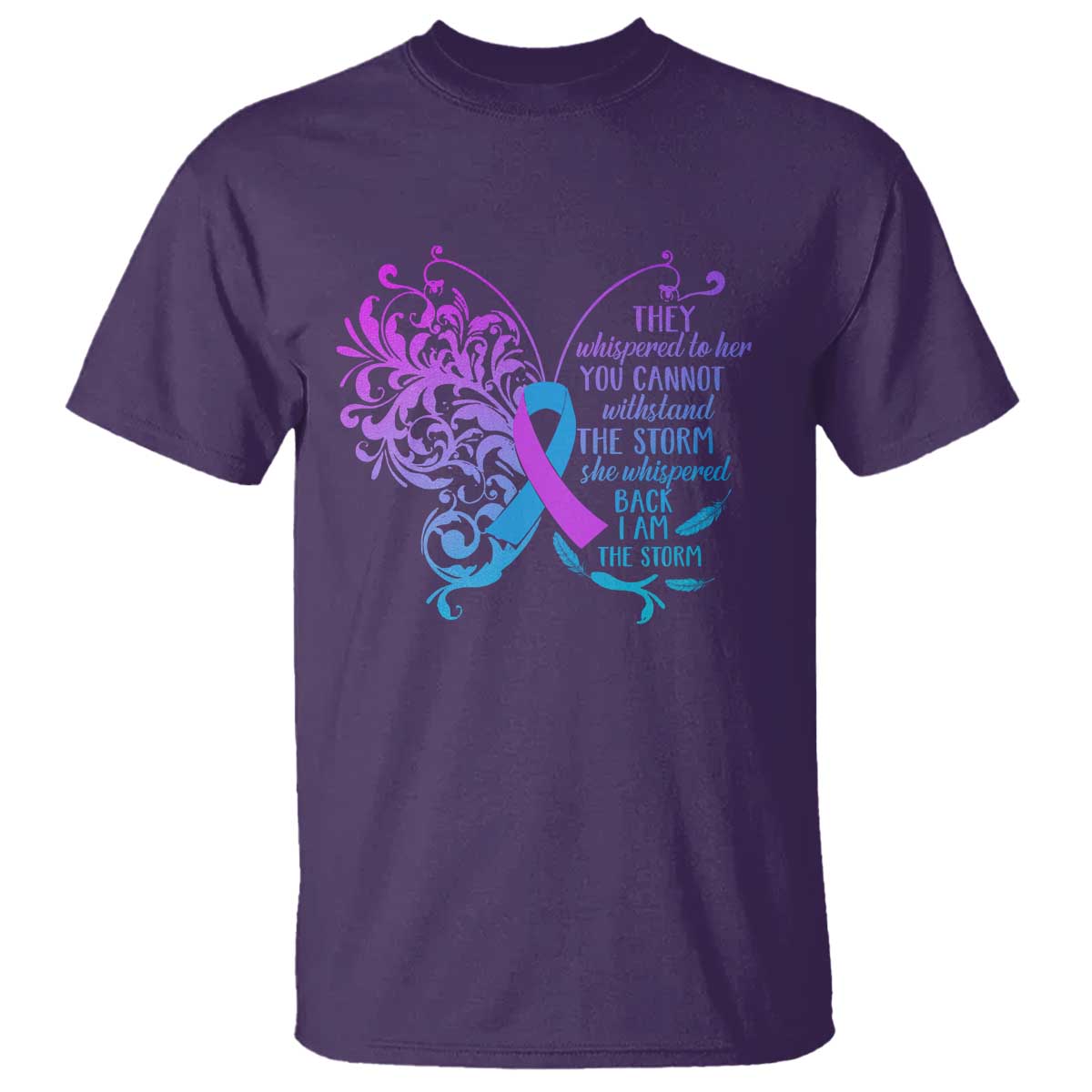 Suicide Prevention Support T Shirt She Whispered Back I Am The Storm Warrior