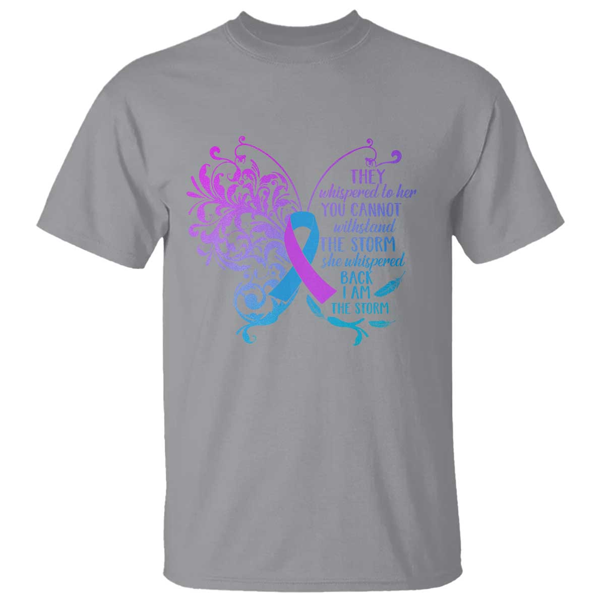 Suicide Prevention Support T Shirt She Whispered Back I Am The Storm Warrior
