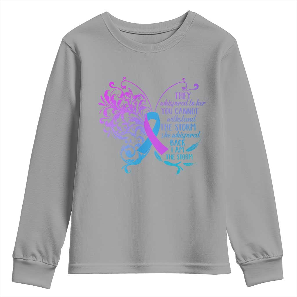 Suicide Prevention Support Youth Sweatshirt She Whispered Back I Am The Storm Warrior