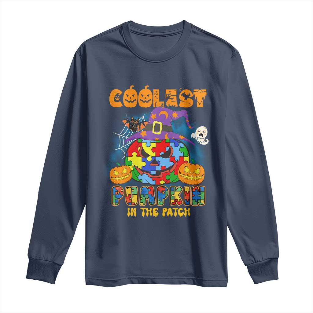 Funny Autism Support Coolest Halloween Pumpkin In The Patch Long Sleeve Shirt