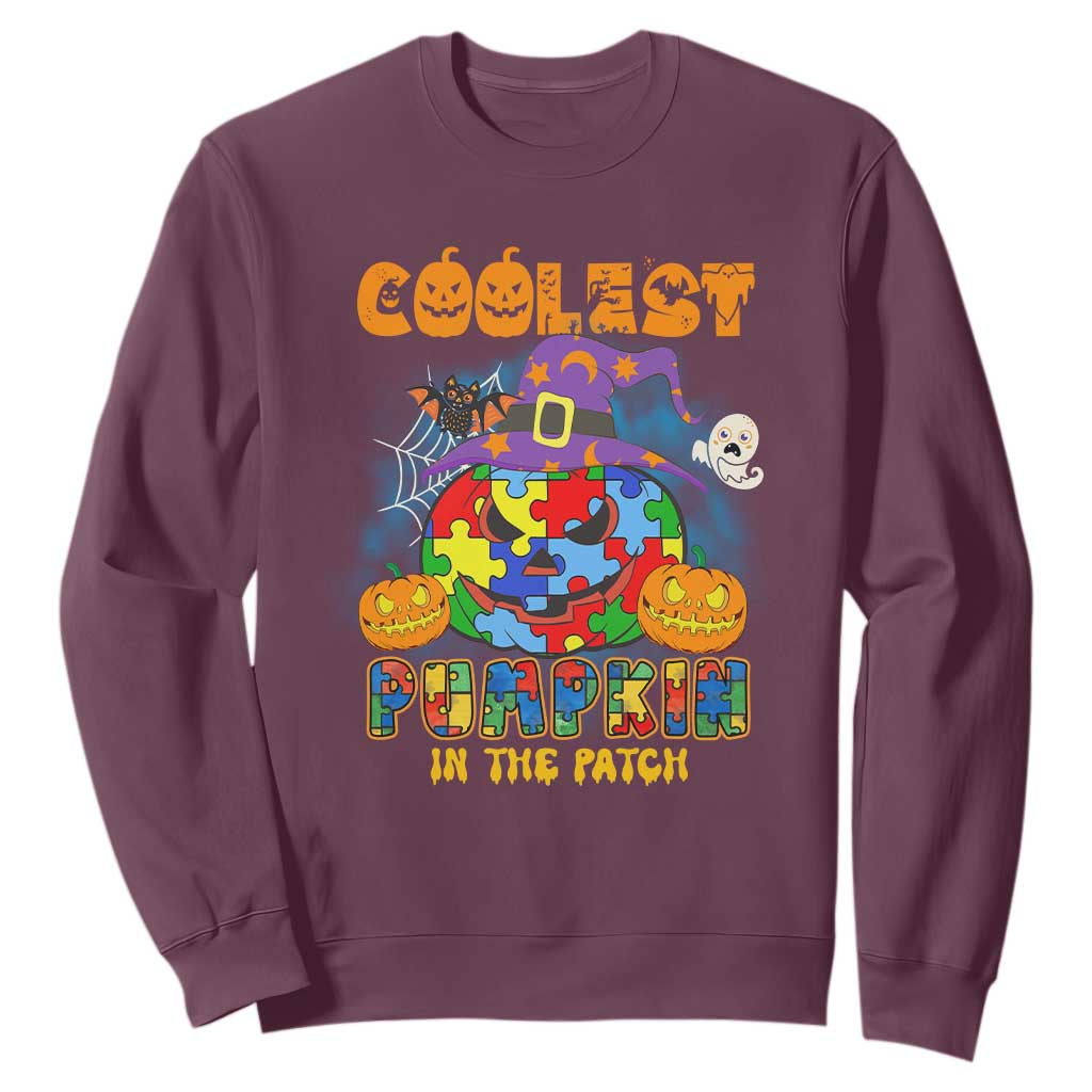 Funny Autism Support Coolest Halloween Pumpkin In The Patch Sweatshirt
