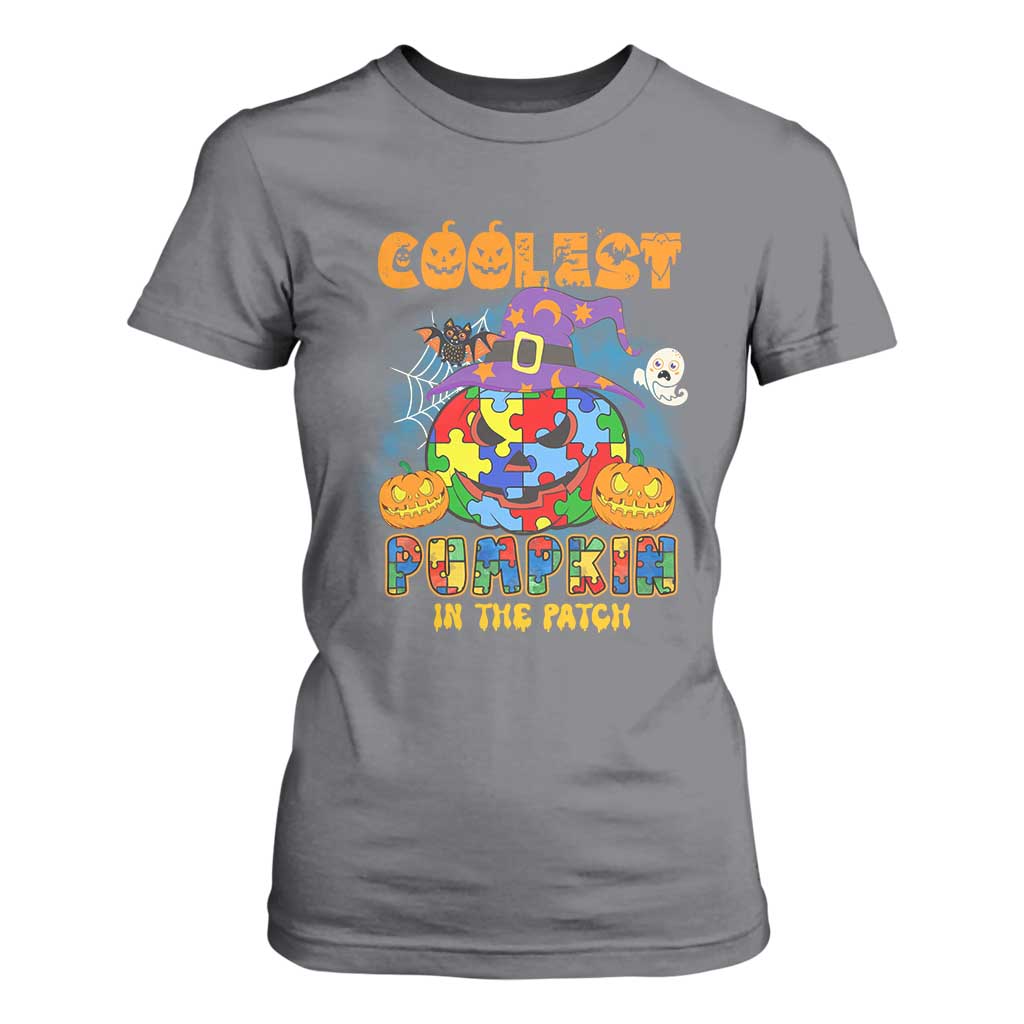 Funny Autism Support Coolest Halloween Pumpkin In The Patch T Shirt For Women