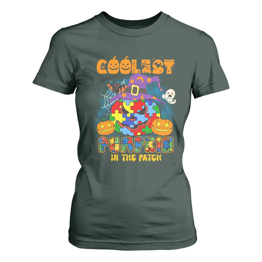 Funny Autism Support Coolest Halloween Pumpkin In The Patch T Shirt For Women