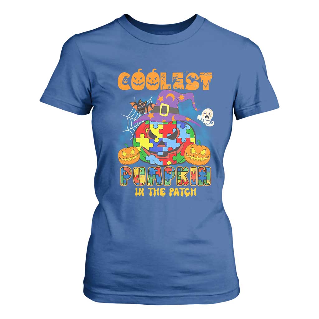 Funny Autism Support Coolest Halloween Pumpkin In The Patch T Shirt For Women