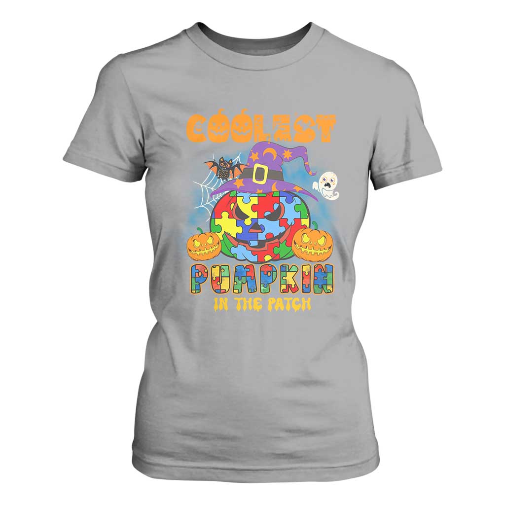 Funny Autism Support Coolest Halloween Pumpkin In The Patch T Shirt For Women