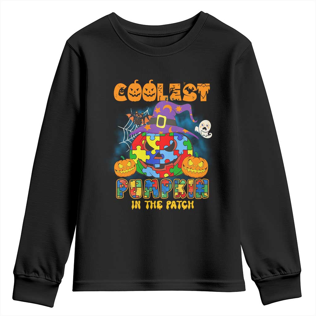 Funny Autism Support Coolest Halloween Pumpkin In The Patch Youth Sweatshirt