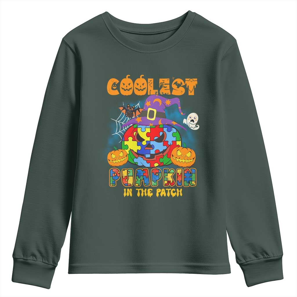 Funny Autism Support Coolest Halloween Pumpkin In The Patch Youth Sweatshirt