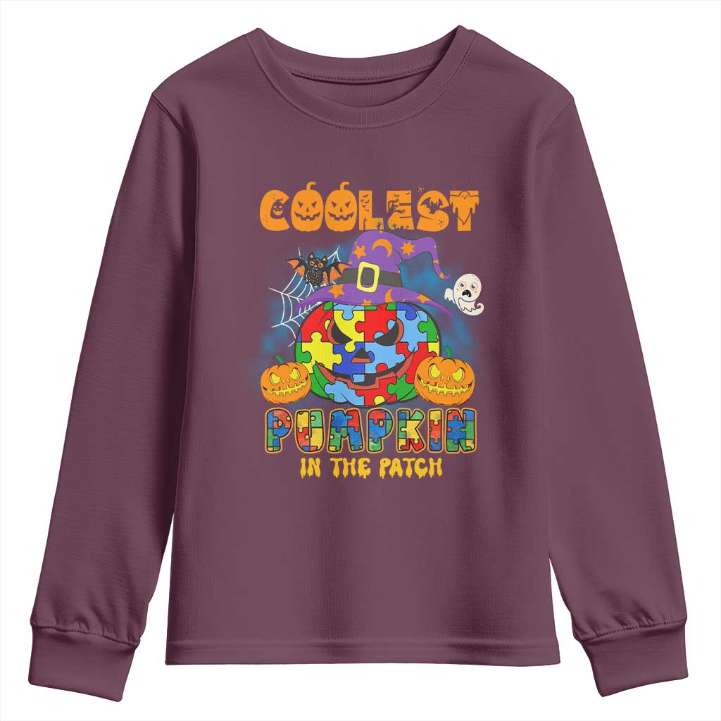 Funny Autism Support Coolest Halloween Pumpkin In The Patch Youth Sweatshirt