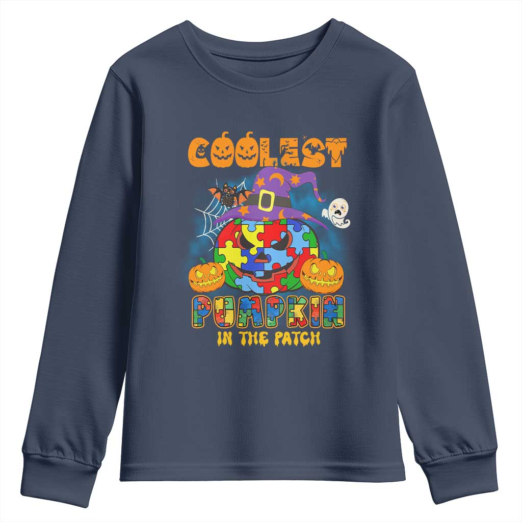 Funny Autism Support Coolest Halloween Pumpkin In The Patch Youth Sweatshirt