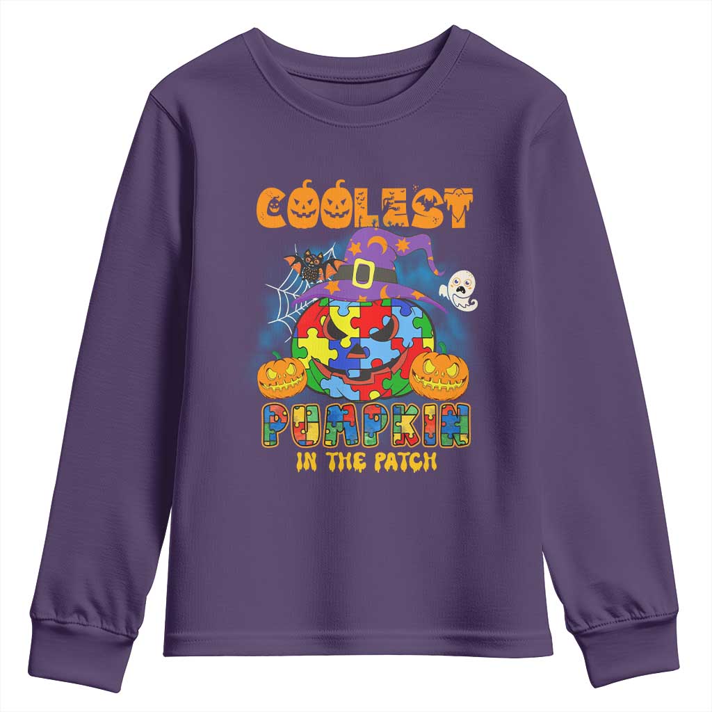 Funny Autism Support Coolest Halloween Pumpkin In The Patch Youth Sweatshirt