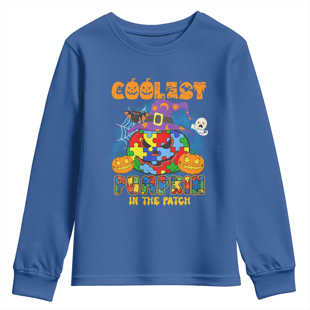 Funny Autism Support Coolest Halloween Pumpkin In The Patch Youth Sweatshirt