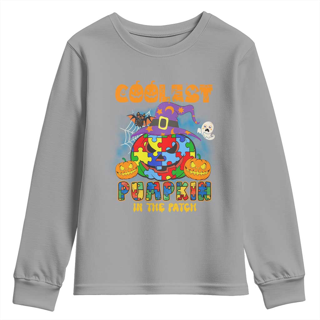 Funny Autism Support Coolest Halloween Pumpkin In The Patch Youth Sweatshirt