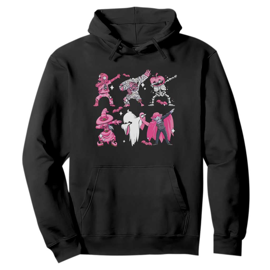 Halloween Breast Cancer Support Squad Hoodie Dabbing Skeleton Zombie Pink Ribbon