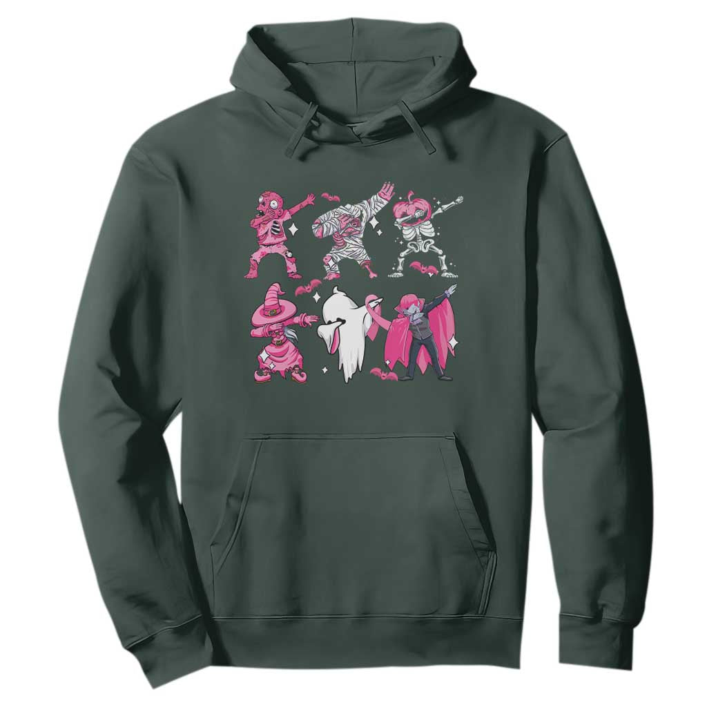 Halloween Breast Cancer Support Squad Hoodie Dabbing Skeleton Zombie Pink Ribbon
