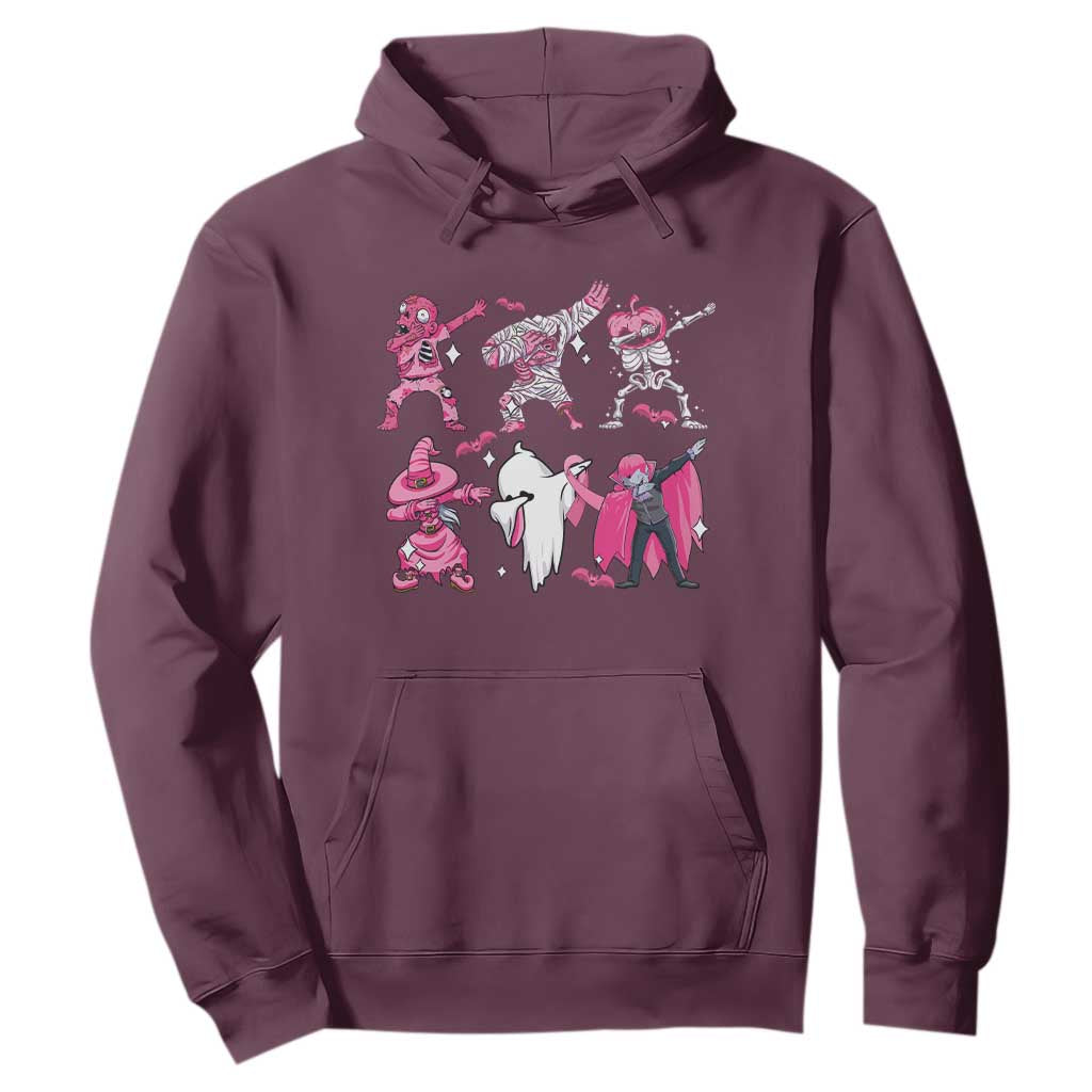 Halloween Breast Cancer Support Squad Hoodie Dabbing Skeleton Zombie Pink Ribbon
