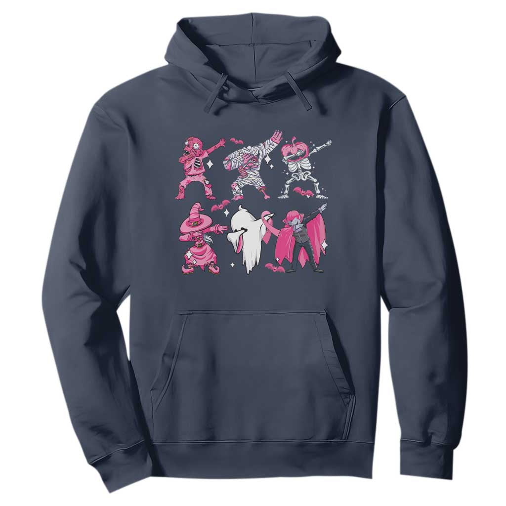 Halloween Breast Cancer Support Squad Hoodie Dabbing Skeleton Zombie Pink Ribbon