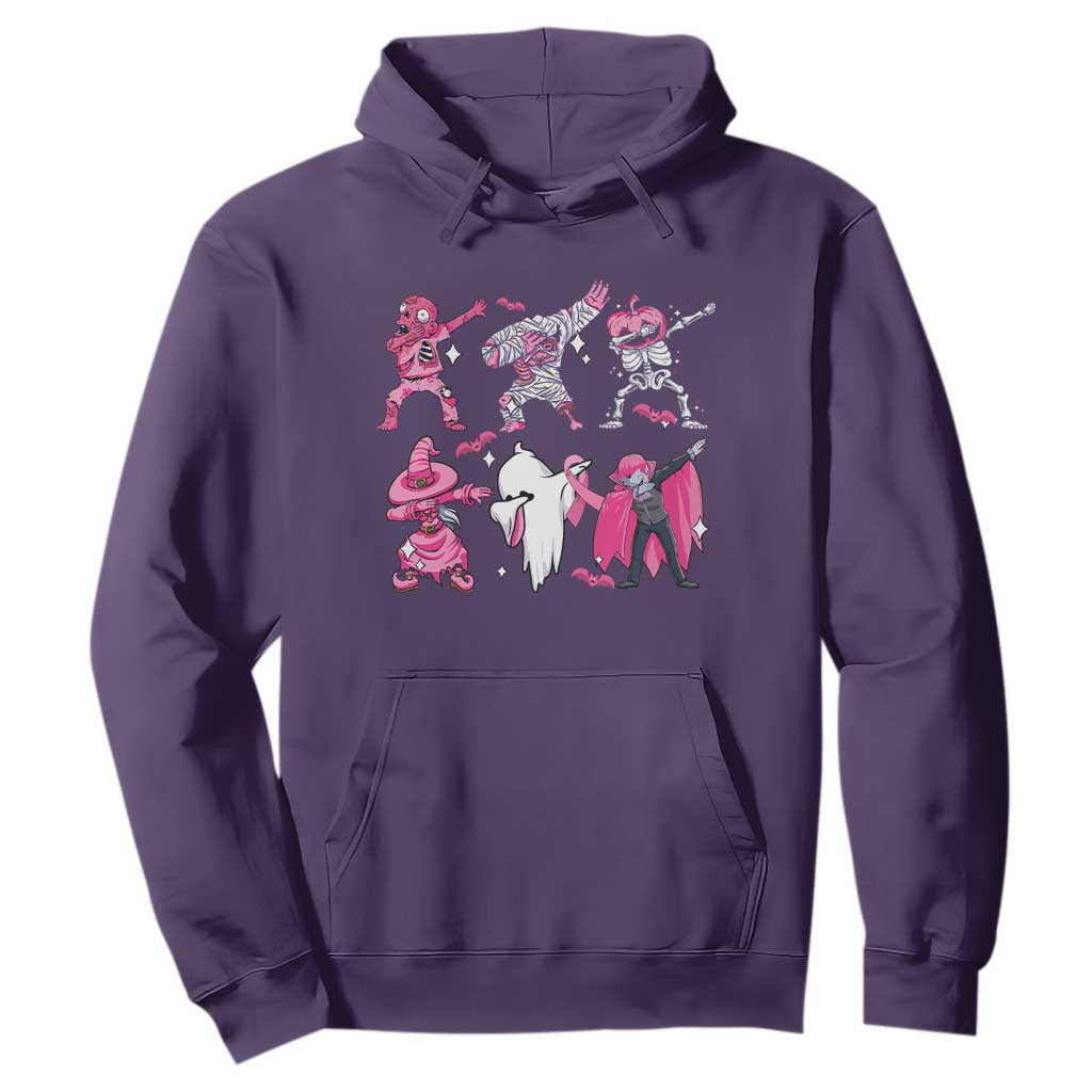 Halloween Breast Cancer Support Squad Hoodie Dabbing Skeleton Zombie Pink Ribbon