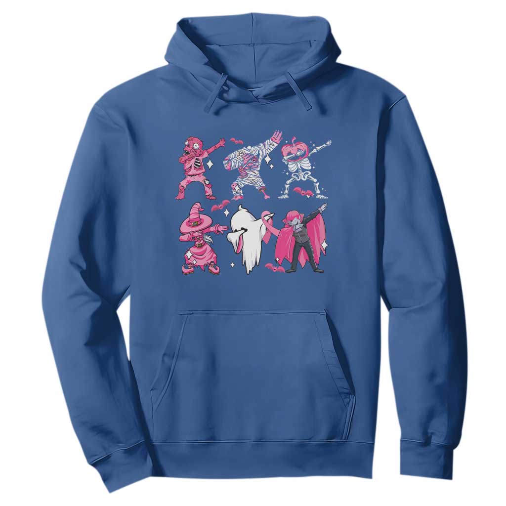 Halloween Breast Cancer Support Squad Hoodie Dabbing Skeleton Zombie Pink Ribbon