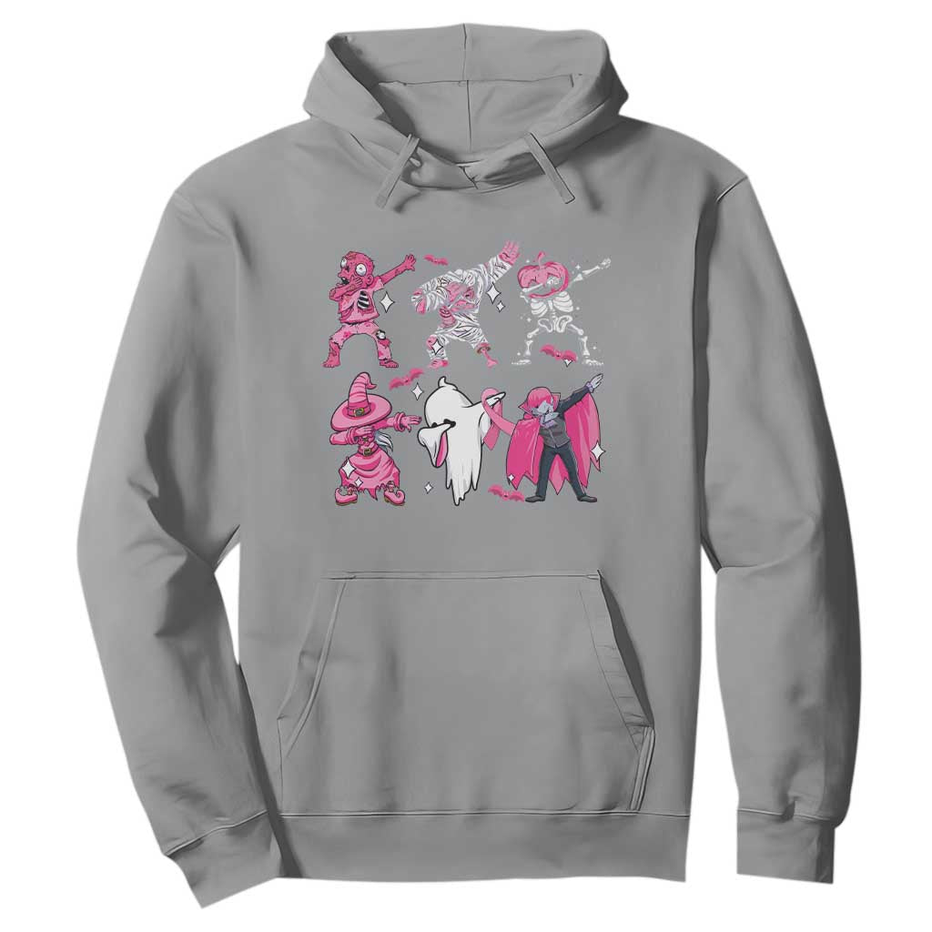 Halloween Breast Cancer Support Squad Hoodie Dabbing Skeleton Zombie Pink Ribbon