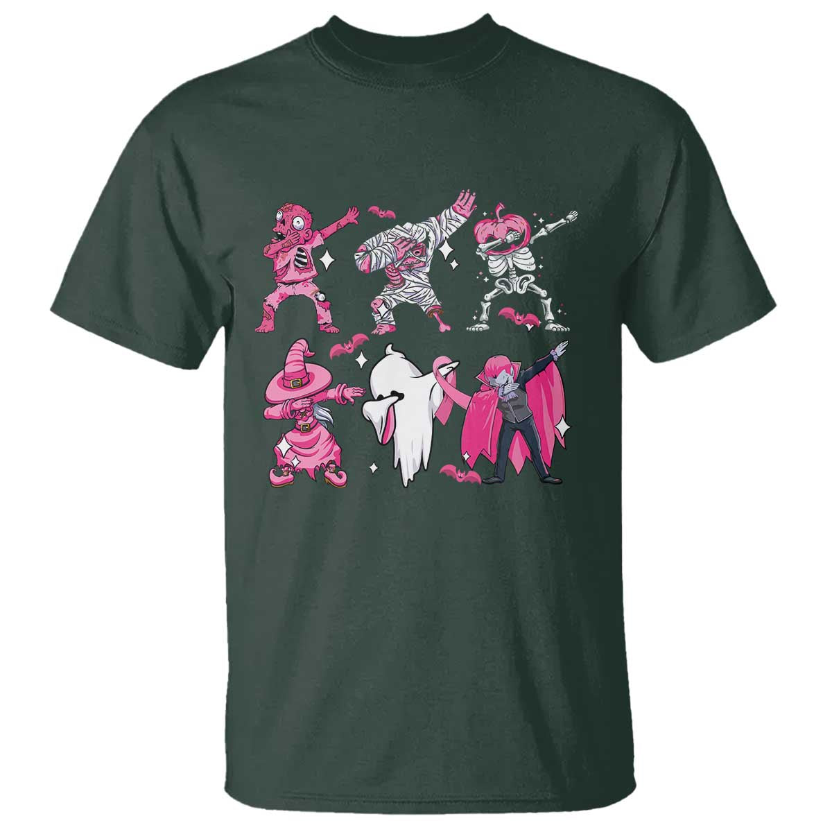 Halloween Breast Cancer Support Squad T Shirt Dabbing Skeleton Zombie Pink Ribbon