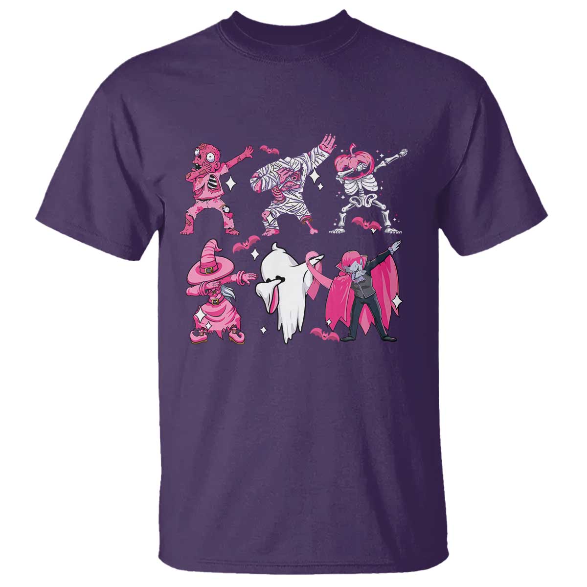Halloween Breast Cancer Support Squad T Shirt Dabbing Skeleton Zombie Pink Ribbon