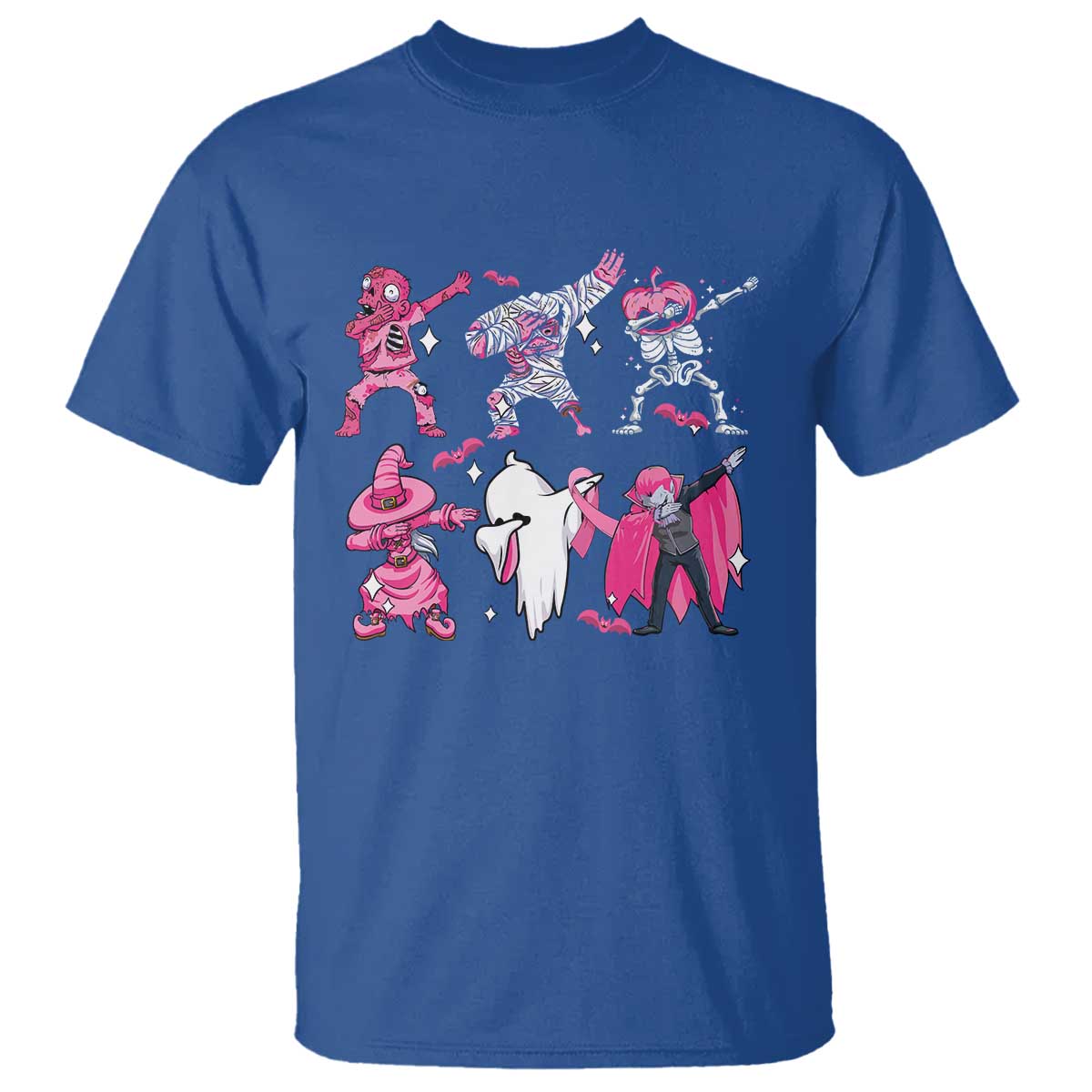 Halloween Breast Cancer Support Squad T Shirt Dabbing Skeleton Zombie Pink Ribbon