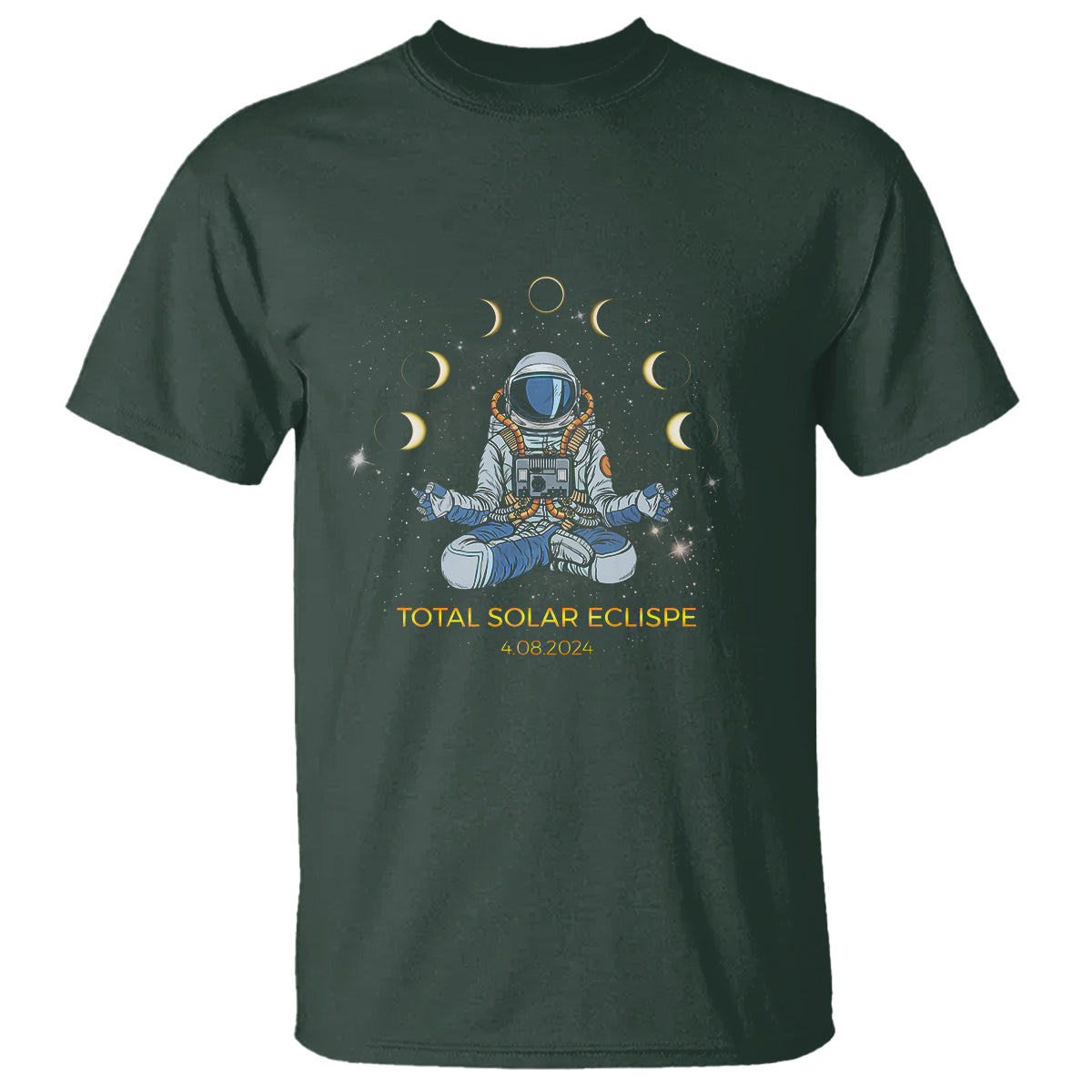 astronaut-total-solar-eclipse-2024-t-shirt-meditating-american-totality-april-8-galaxy-astronomy-lover
