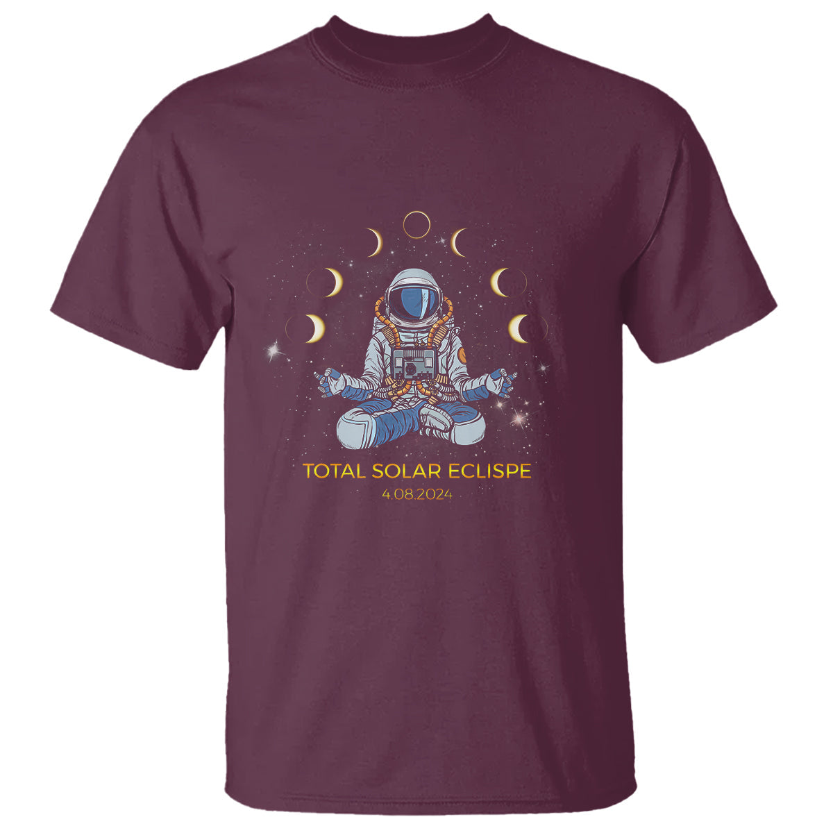 astronaut-total-solar-eclipse-2024-t-shirt-meditating-american-totality-april-8-galaxy-astronomy-lover
