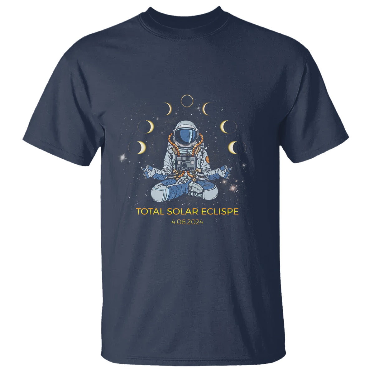 astronaut-total-solar-eclipse-2024-t-shirt-meditating-american-totality-april-8-galaxy-astronomy-lover