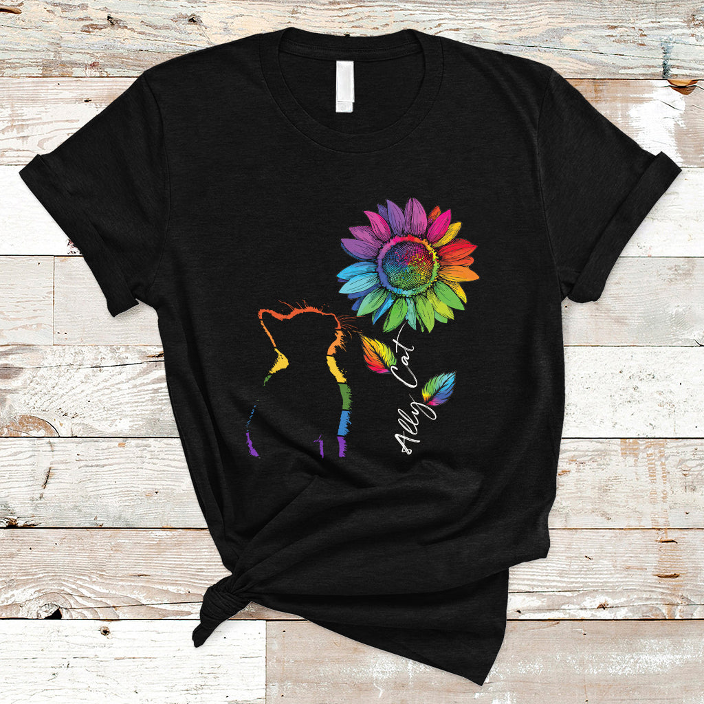 gay-ally-t-shirt-lgbt-pride-ally-cat-gay-pride-rainbow-cat-sunshine-sunflower