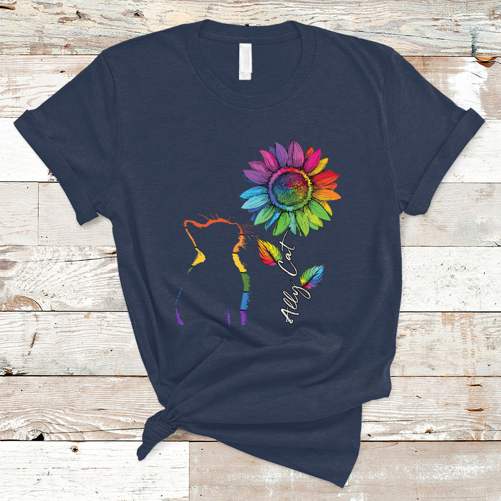 gay-ally-t-shirt-lgbt-pride-ally-cat-gay-pride-rainbow-cat-sunshine-sunflower