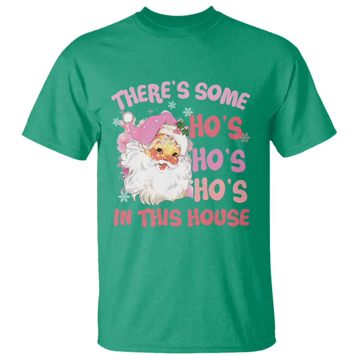 christmas-pink-santa-t-shirt-theres-some-hos-in-this-house-retro-xmas-vibe