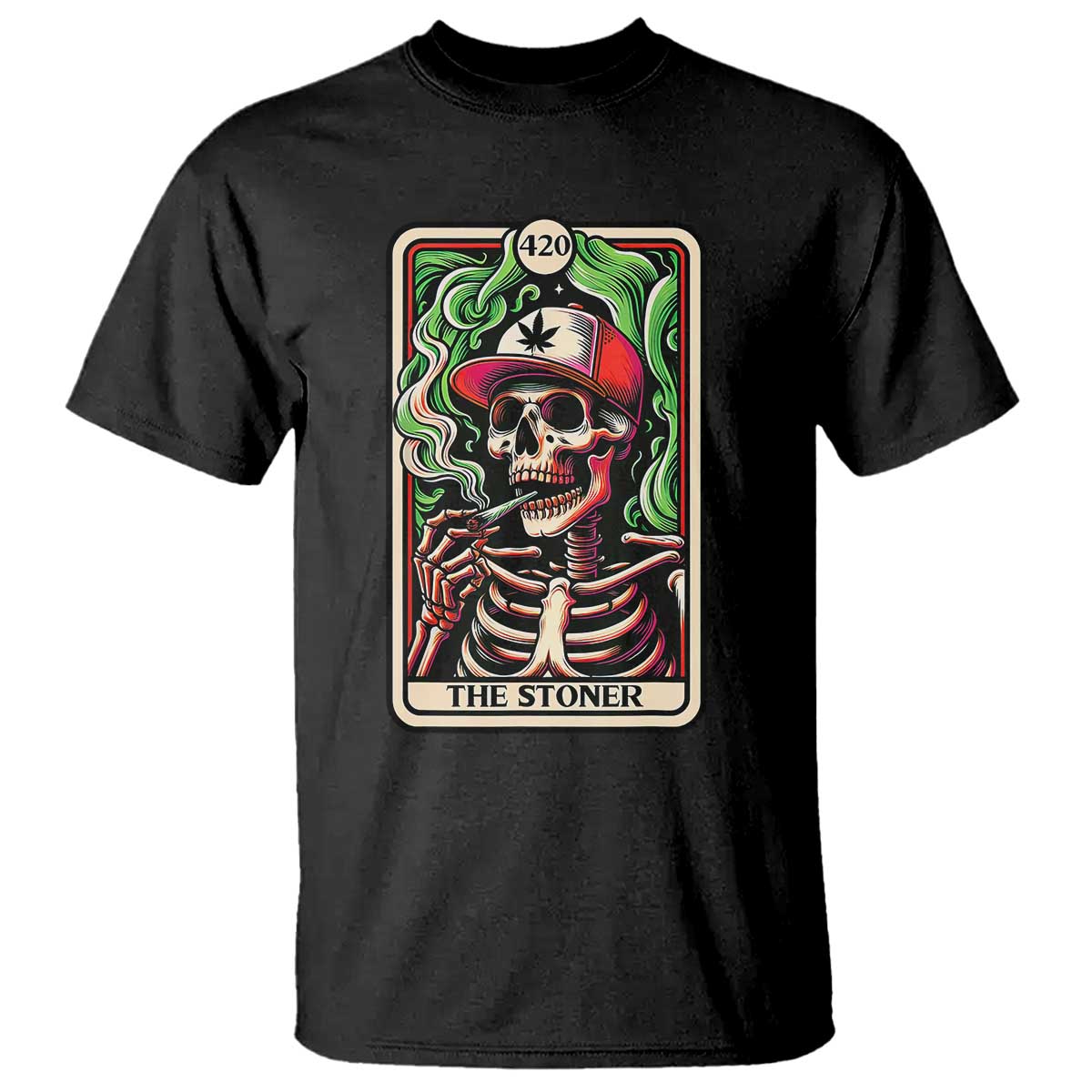 skeleton-420-the-stoner-t-shirt-retro-tarot-card-weed-lover-cannabis-trippy-vibes