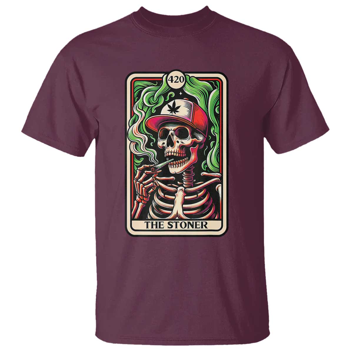 skeleton-420-the-stoner-t-shirt-retro-tarot-card-weed-lover-cannabis-trippy-vibes