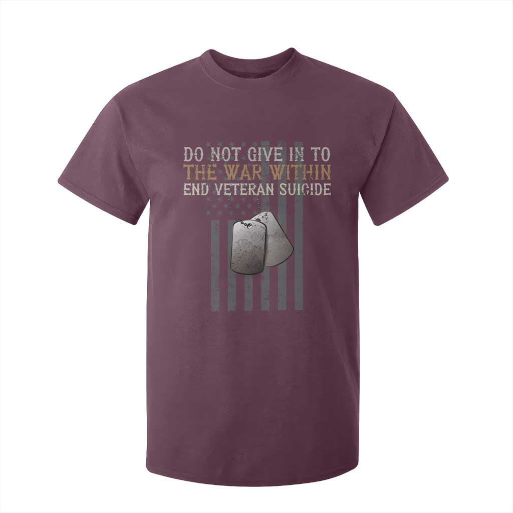 Veteran Suicide Prevention Support T Shirt For Kid Do Not Give In To The War Within Patriotic US Flag