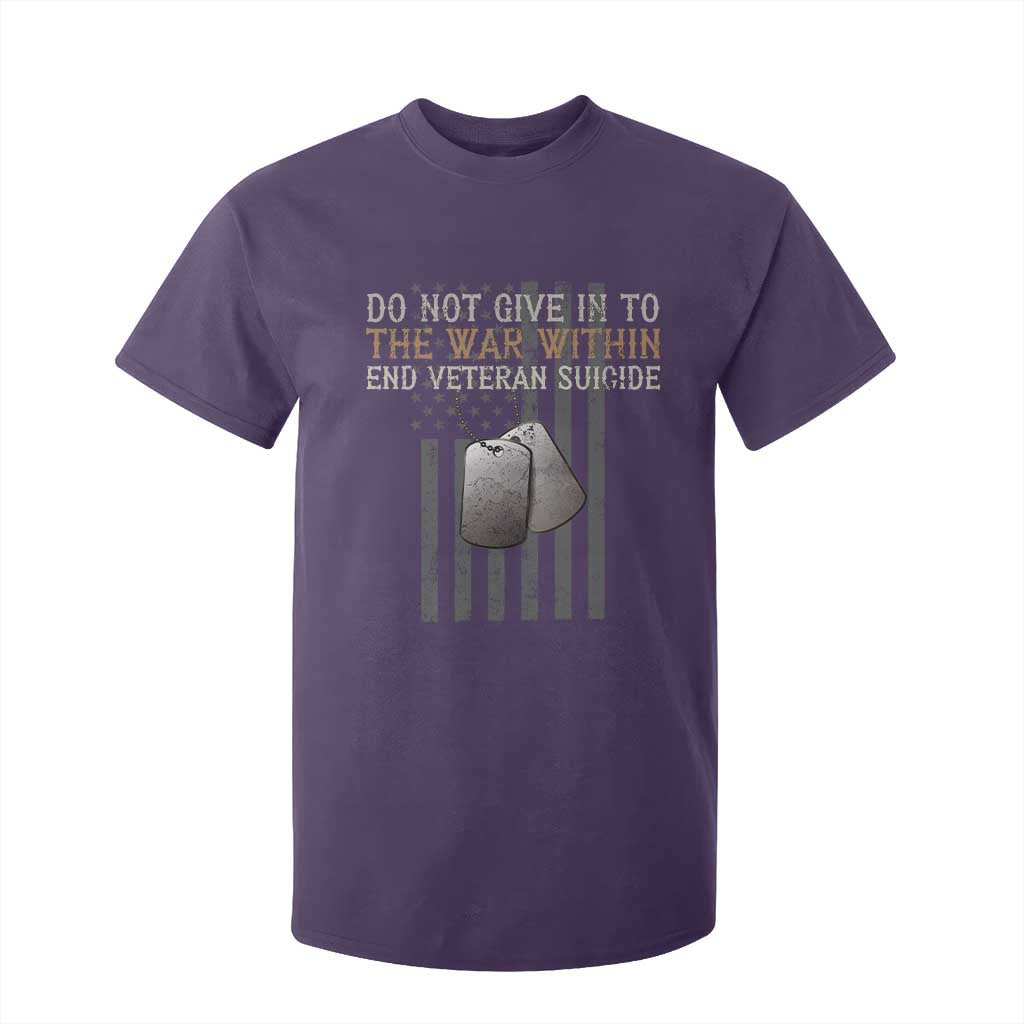 Veteran Suicide Prevention Support T Shirt For Kid Do Not Give In To The War Within Patriotic US Flag