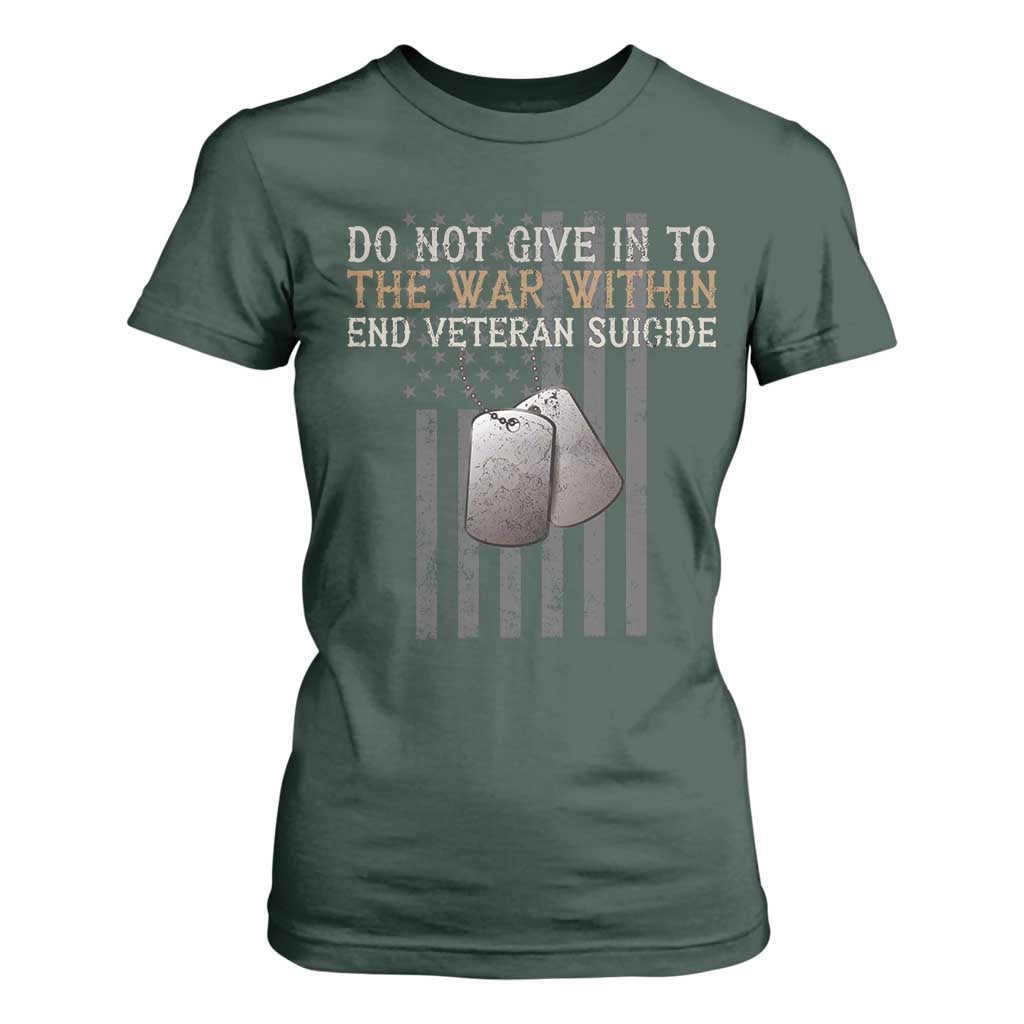 Veteran Suicide Prevention Support T Shirt For Women Do Not Give In To The War Within Patriotic US Flag