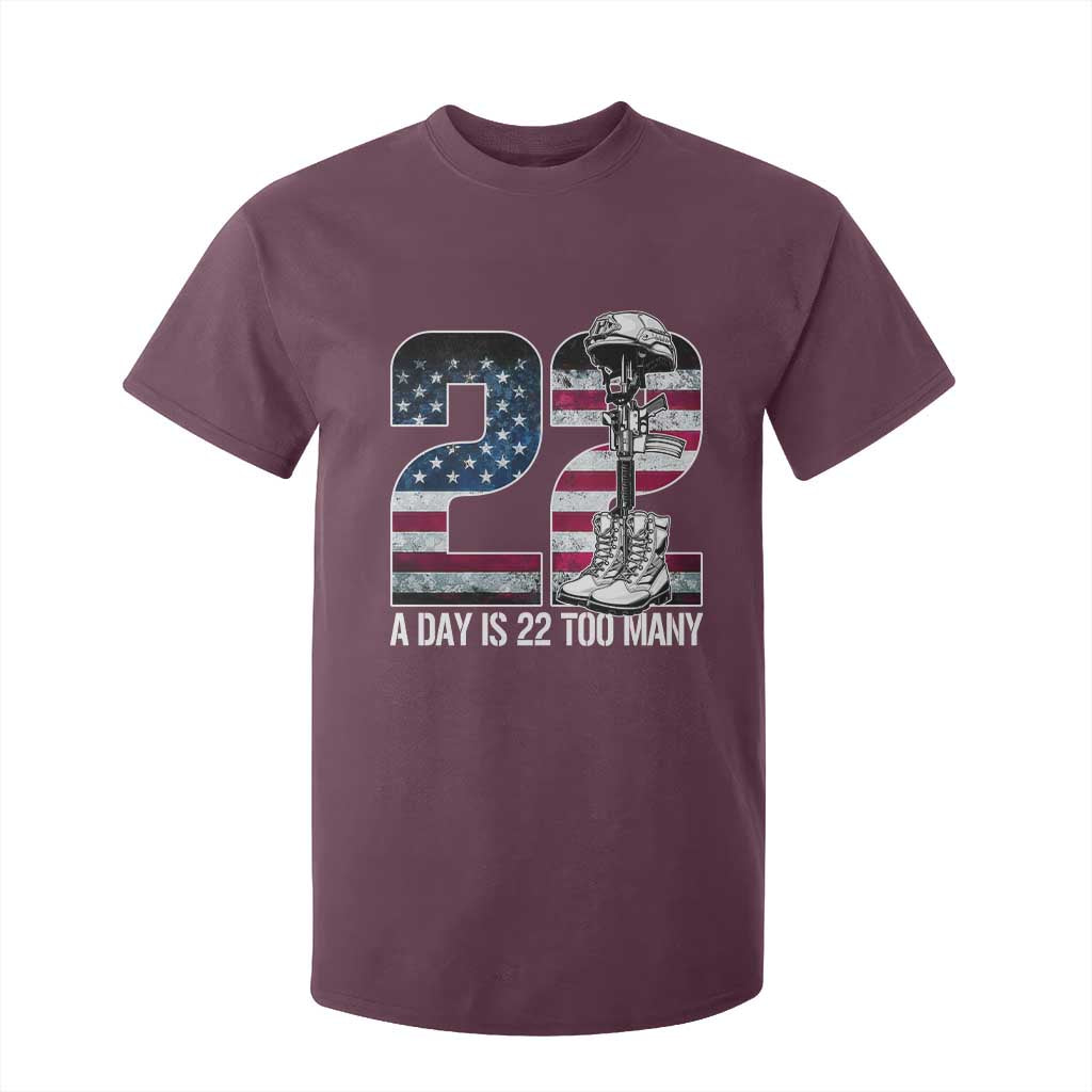 Veteran Suicide Prevention Support T Shirt For Kid 22 A Day is 22 Too Many Veteran Lives Matter