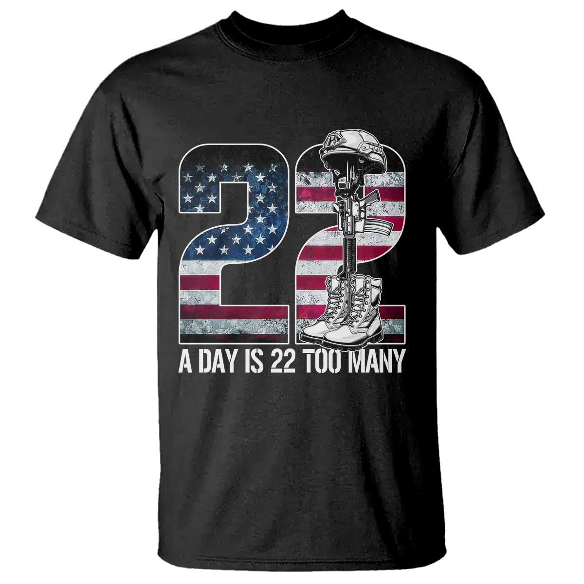 Veteran Suicide Prevention Support T Shirt 22 A Day is 22 Too Many Veteran Lives Matter