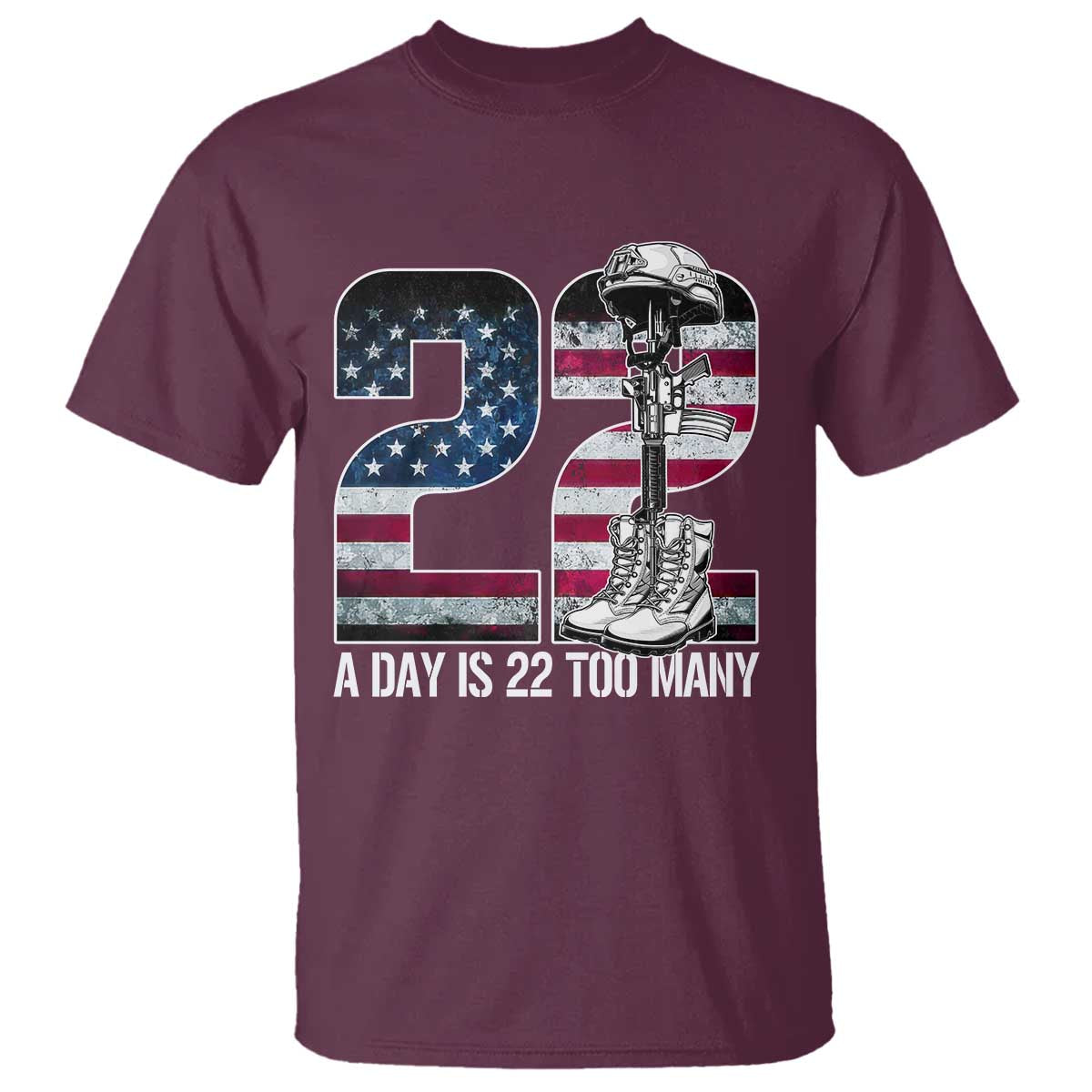 Veteran Suicide Prevention Support T Shirt 22 A Day is 22 Too Many Veteran Lives Matter