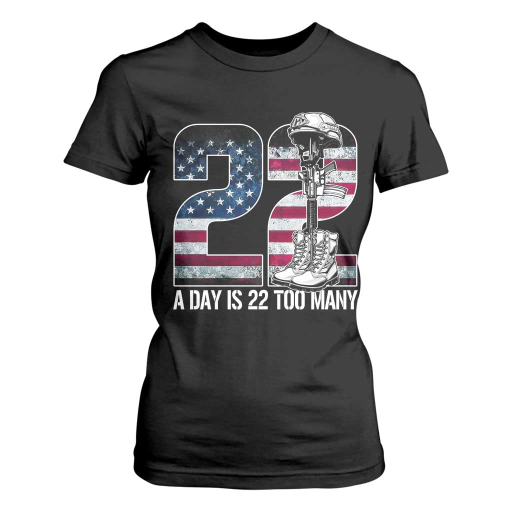 Veteran Suicide Prevention Support T Shirt For Women 22 A Day is 22 Too Many Veteran Lives Matter