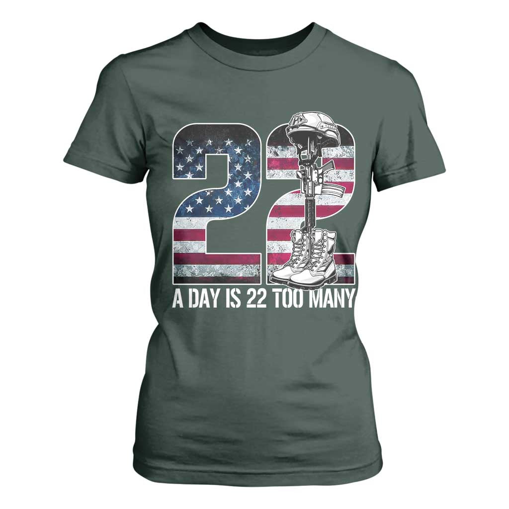 Veteran Suicide Prevention Support T Shirt For Women 22 A Day is 22 Too Many Veteran Lives Matter