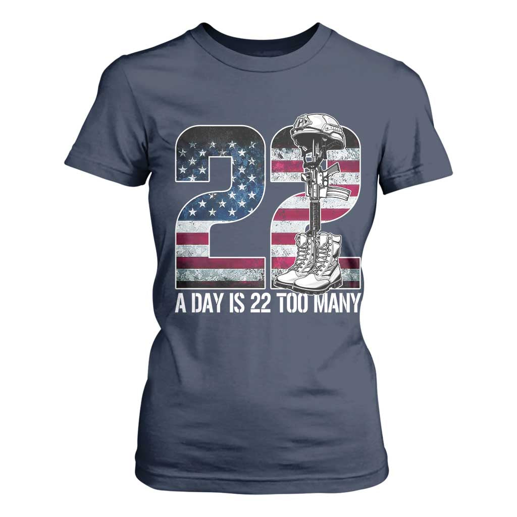 Veteran Suicide Prevention Support T Shirt For Women 22 A Day is 22 Too Many Veteran Lives Matter