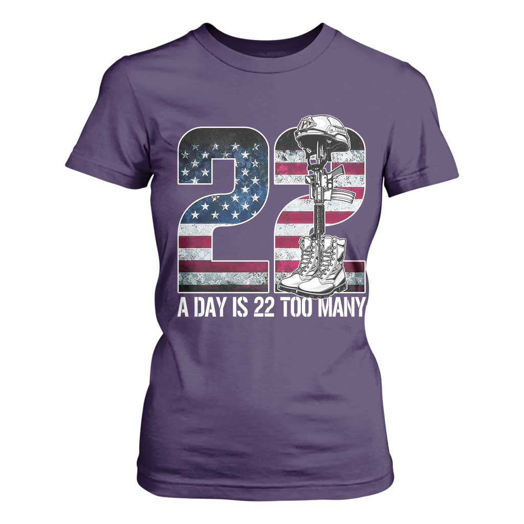 Veteran Suicide Prevention Support T Shirt For Women 22 A Day is 22 Too Many Veteran Lives Matter