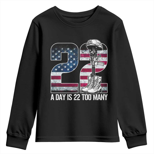 Veteran Suicide Prevention Support Youth Sweatshirt 22 A Day is 22 Too Many Veteran Lives Matter