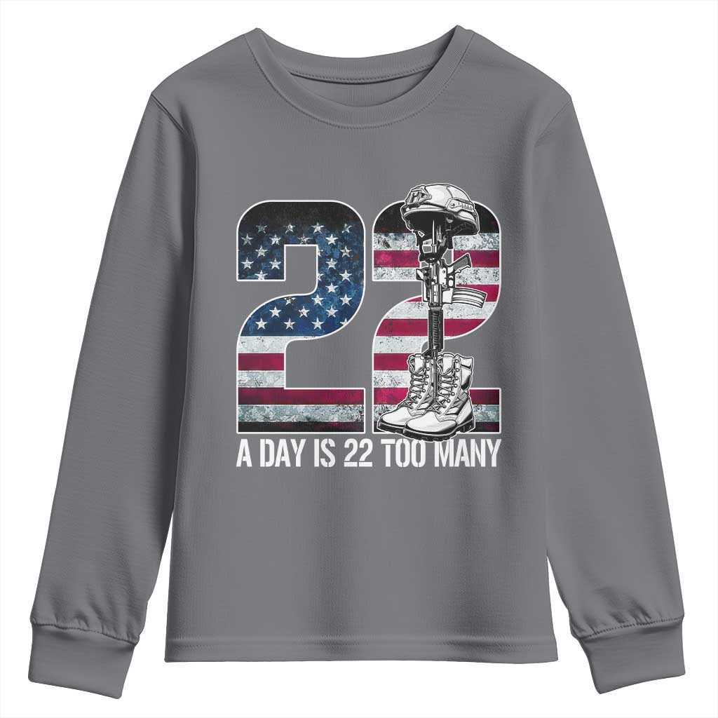 Veteran Suicide Prevention Support Youth Sweatshirt 22 A Day is 22 Too Many Veteran Lives Matter