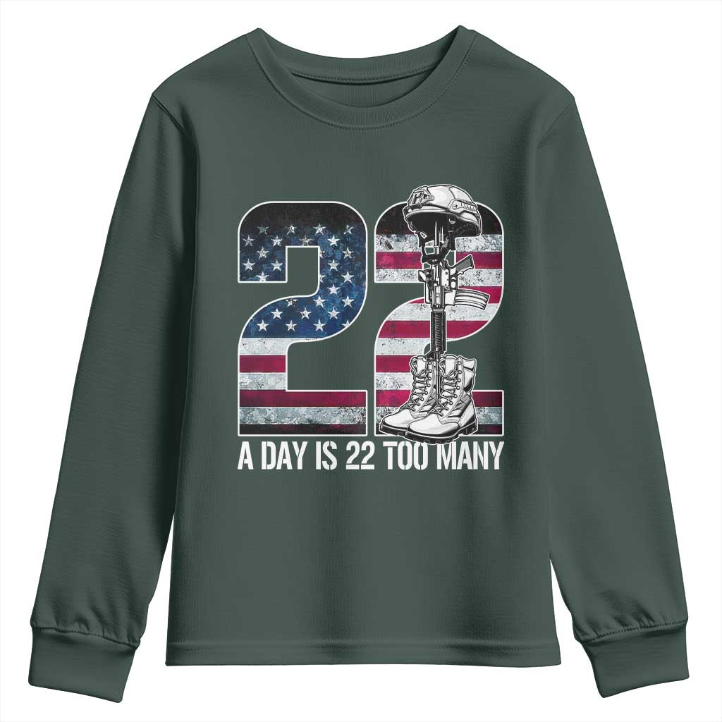 Veteran Suicide Prevention Support Youth Sweatshirt 22 A Day is 22 Too Many Veteran Lives Matter
