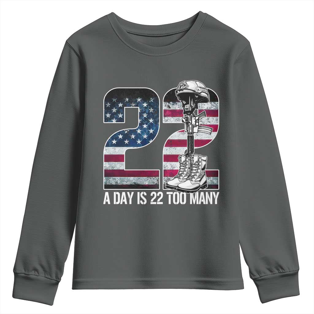 Veteran Suicide Prevention Support Youth Sweatshirt 22 A Day is 22 Too Many Veteran Lives Matter
