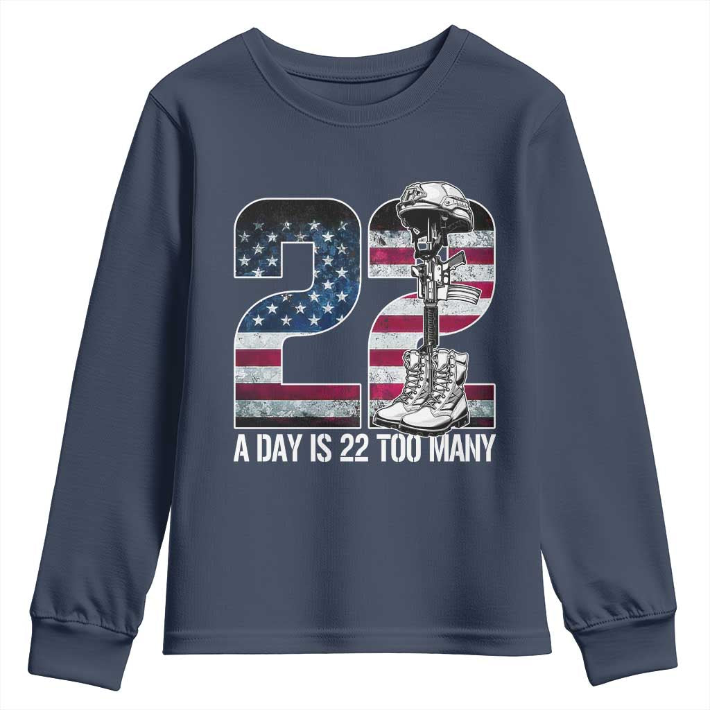 Veteran Suicide Prevention Support Youth Sweatshirt 22 A Day is 22 Too Many Veteran Lives Matter